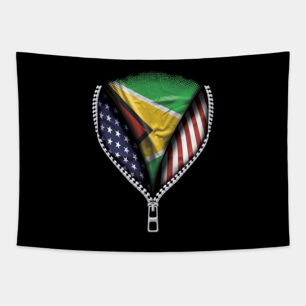 Guyanese Flag  Guyana Flag American Flag Zip Down - Gift for Guyanese From Guyana Tapestry by Country Flags