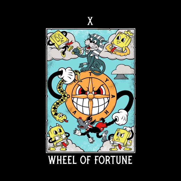 Wheel of Fortune - Mystical Medleys - Vintage Cartoon Tarot by Mystical Medleys