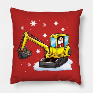 Santa Claus Excavator Digger Construction Backhoe Pillow