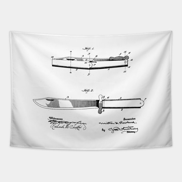 Folding Knife Vintage Patent Hand Drawing Tapestry by TheYoungDesigns