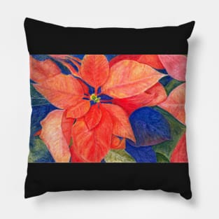 Orange Red Poinsettia Pillow