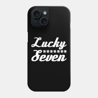 Lucky Seven White Four Leaf Clover Design Phone Case