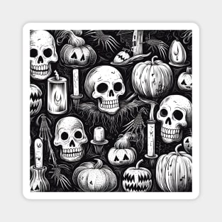 Halloween skulls and pumpkin Magnet