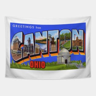 Greetings from Canton, Ohio - Vintage Large Letter Postcard Tapestry