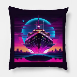 Synthwave ship Pillow