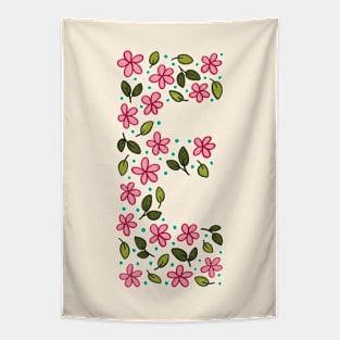 Floral Monogram Letter E Tapestry