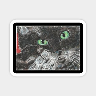 Mother and baby black cat watercolor painting Magnet