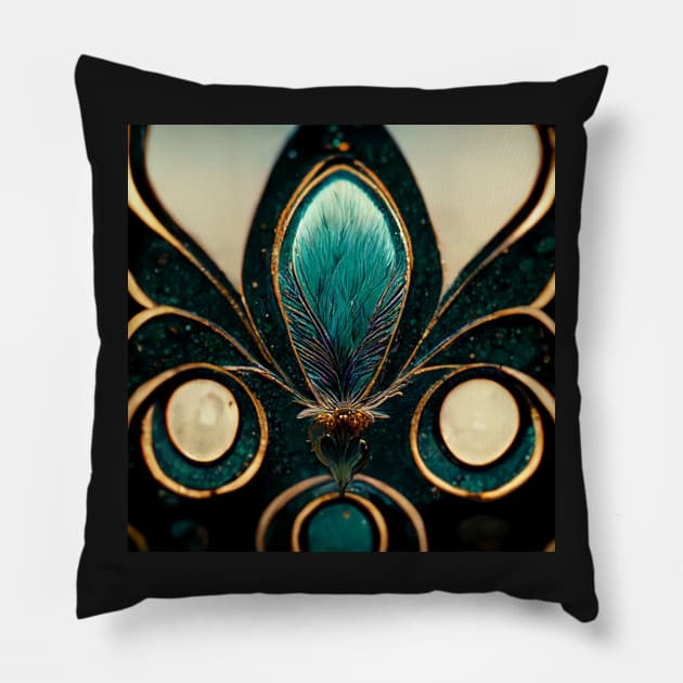 Art Deco design - peacock noir III Pillow by RoseAesthetic