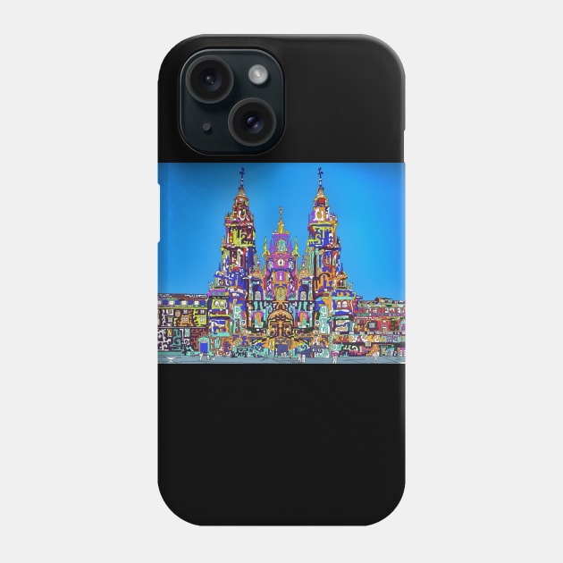 Santiago de Compostela Cathedral Galicia in the streets, Urban Sketchers Spain Phone Case by Cachaldora