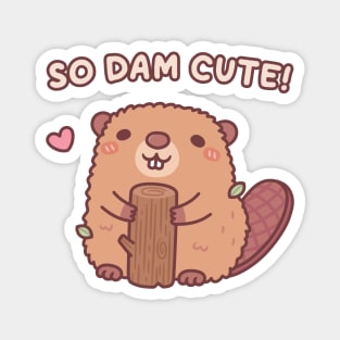 Cute Beaver So Dam Cute Pun Funny Magnet