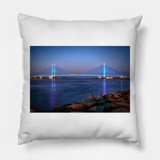 Twilight Reflection of the Indian River Bridge Pillow