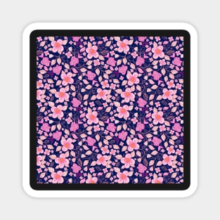 Sakura flower blooms on dark blue Magnet