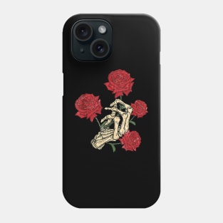 Skull Skeleton Hand With Red Roses for Men, Women Phone Case