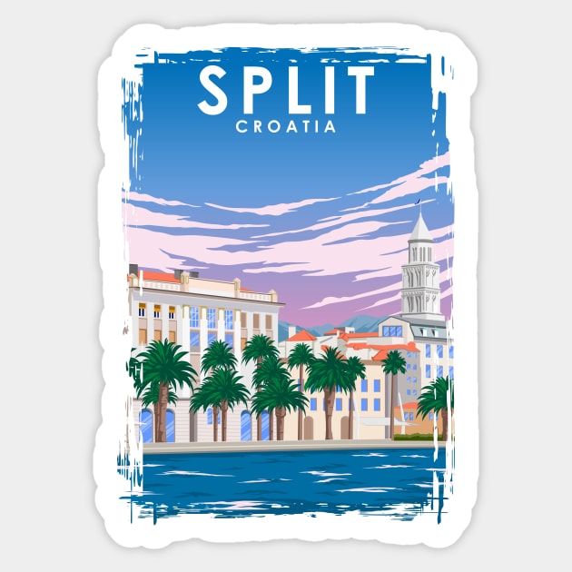 Split Croatia Vintage Minimal Retro Travel Poster