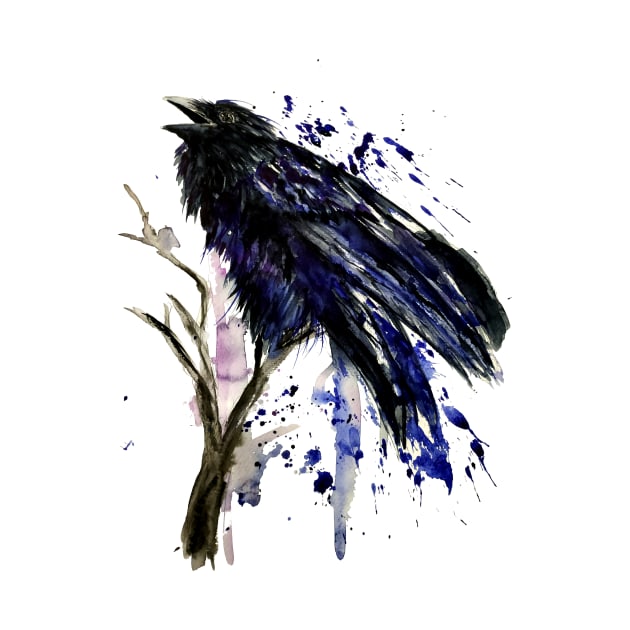 crow watercolor by NemfisArt