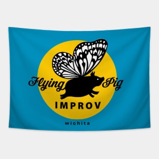 Flying Pig Improv logo Tapestry