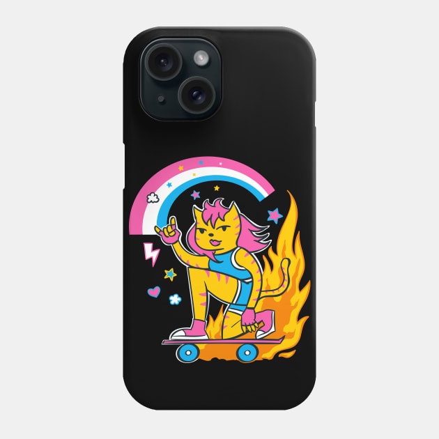 Very Cool Skater Cat Girl Phone Case by Marina BH
