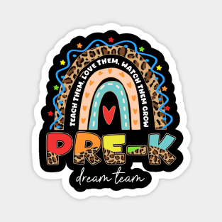 PreK Dream Team Leopard Rainbow Teacher Squad Back To School Magnet