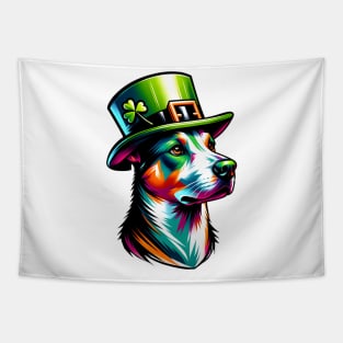 Portuguese Podengo in Saint Patrick's Day Attire Tapestry