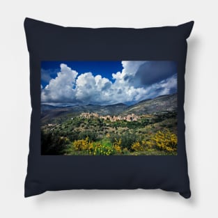 The Towerhouses of Vathia - Mani, Greece Pillow