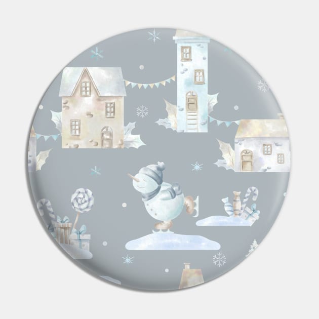 Trendy Pastel Xmas Pattern Winter Snow Christmas Pin by jodotodesign