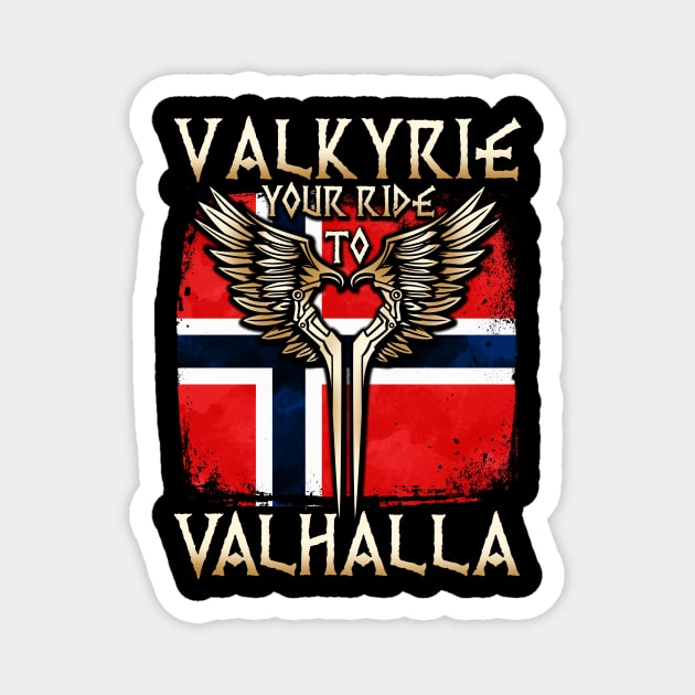 Valkyrie your ride to Valhalla Norway T-Shirt Magnet by biNutz