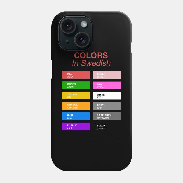 Swedish Colors - Colors in Swedish Phone Case by Hidden Verb