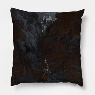 Sir Lancelot Approaching the Castle of Astolat by Gustave Dore Pillow