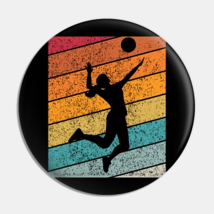Female Volleyball Outdoor Sports Retro Sunset Design Pin