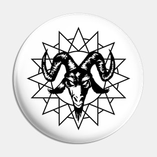 Satanic Goat Head with Chaos Star 1.2 (black) Pin