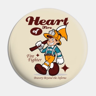 Retro Firefighter Cartoon Pin