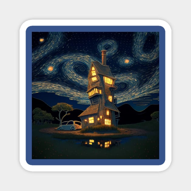 Starry Night Over The Burrow Magnet by Grassroots Green