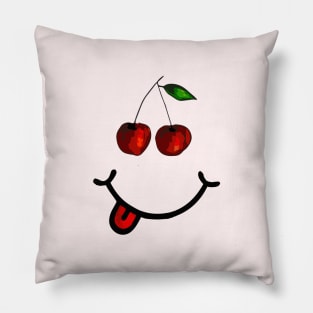 Cherry & Smile (in the shape of a face) Pillow