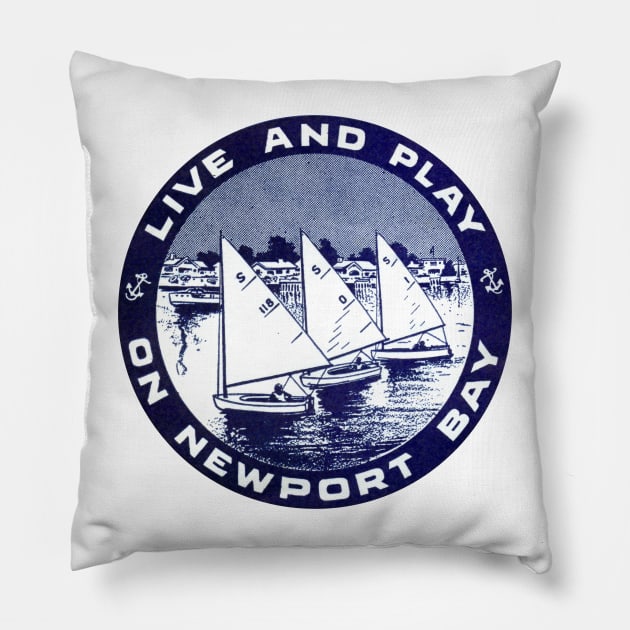 1950s Newport Bay California Pillow by historicimage