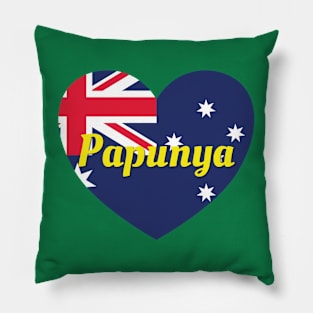 Papunya NT Australia Australian Flag Heart Pillow
