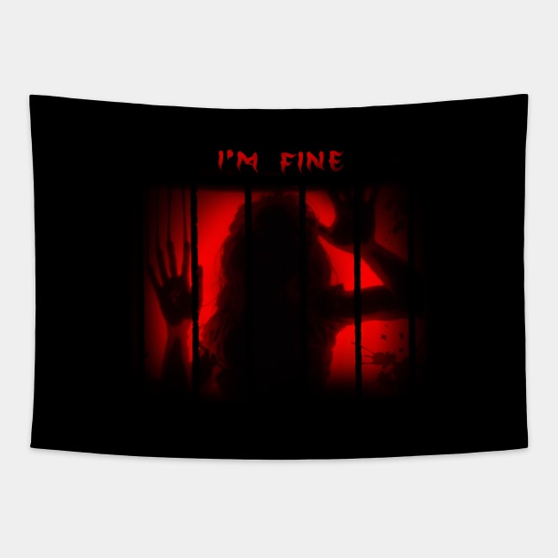 Zombie Enclosed in the Chest -  I'm Fine Halloween Tapestry by Acid_rain