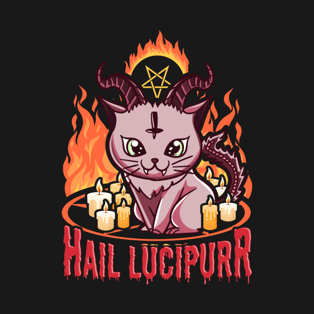 Cute & Funny Satanic Hail Lucipurr Rainbow Goth Kitten by theperfectpresents