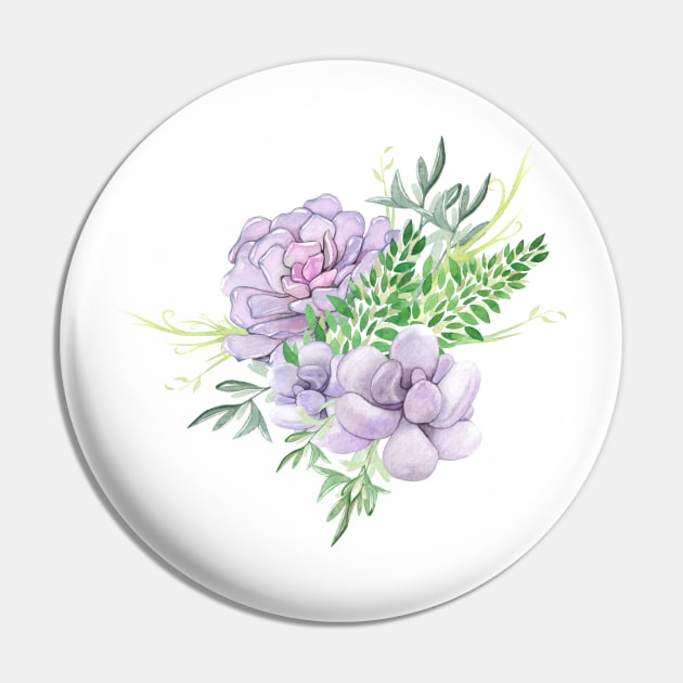 Lavender Purple Succulent Bouquet Cluster Pin by Dear Fawn Studio