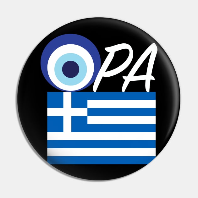 Greek flag Opa Evil Eye Pin by livania