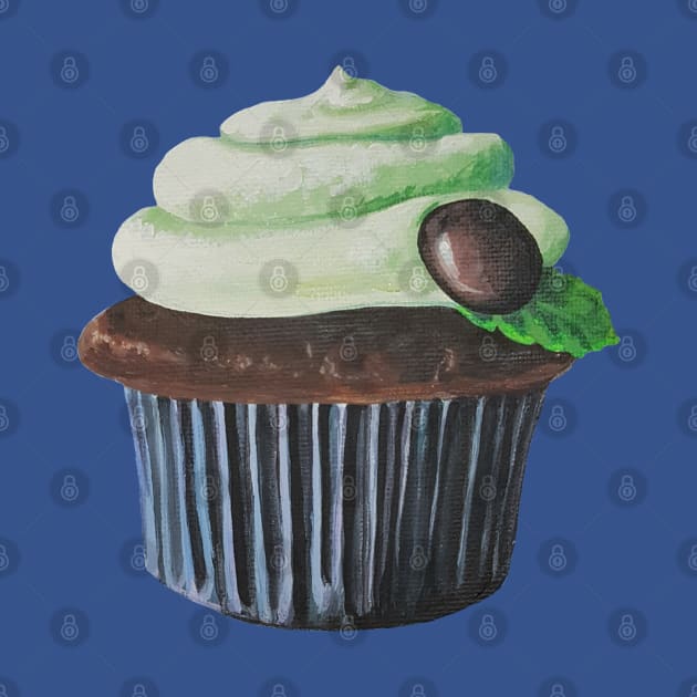 Mint Chocolate Cupcake Painting (no background) by EmilyBickell