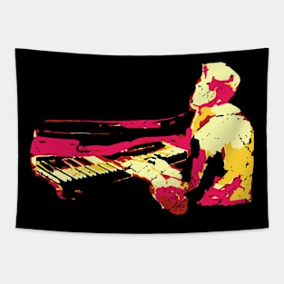 Colorful Pianist Fun Paint Style Tapestry