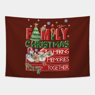 Happy Family Christmas Text Tapestry