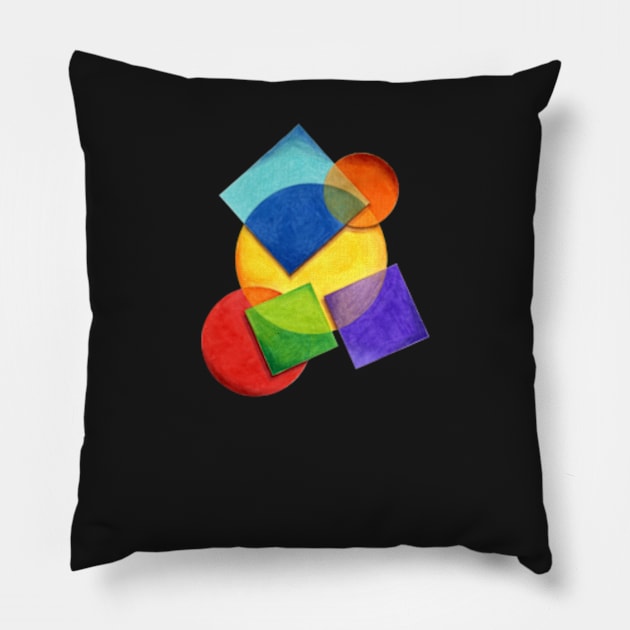 Candy Rainbow Geometric Pillow by PatriciaSheaArt