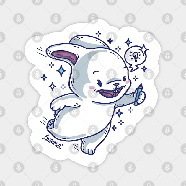 Cute bunny rabbit with spark of idea Magnet by SPIRIMAL