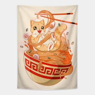 Cat Ramen Bowl Tapestry