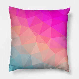 Dark Pink, Peach and Cyan Geometric Abstract Triangle Pattern Design Pillow