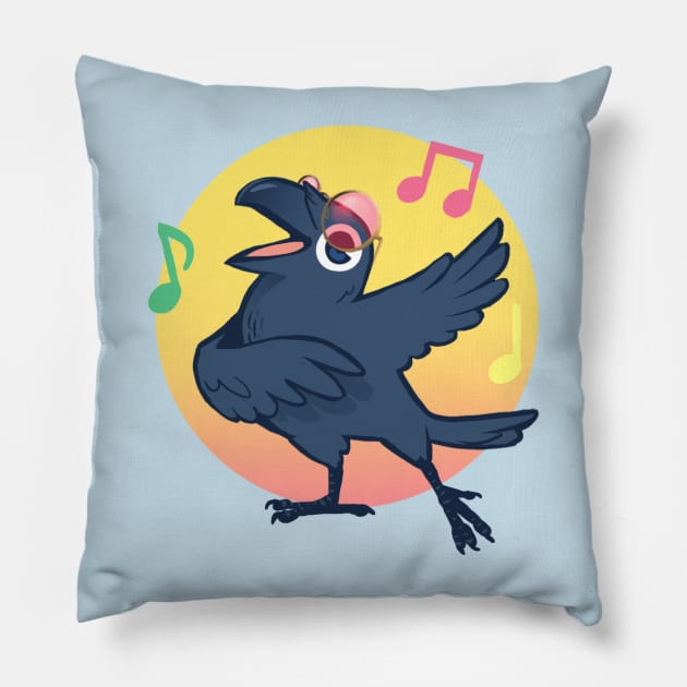 Rose Coloured Glasses Crow Pillow by Sabtastic