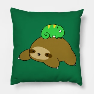 Sloth and Little Chameleon Pillow