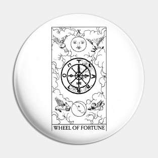 Wheel of Fortune - Black and White Tarot Card Pin