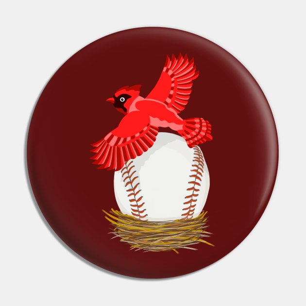 Play Ball! Cardinal Baseball Egg in Nest Pin by BullShirtCo